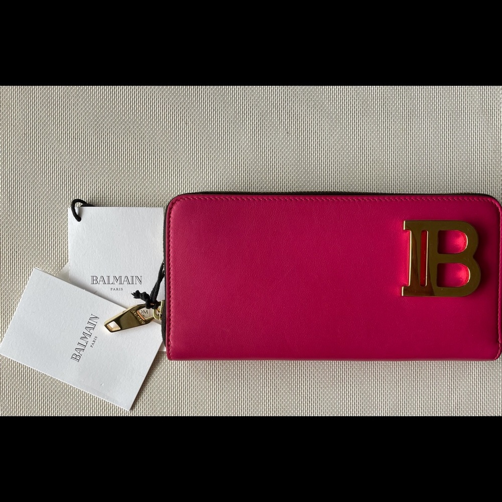 Balmain pink leather wallet